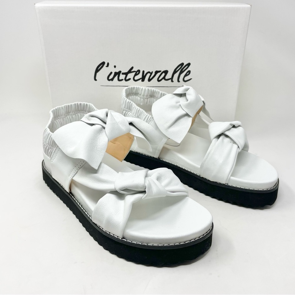 NEW L’Intervalle Atlantis White Leather Bow & Knot Detail Sandals Size 39 - Picture 4 of 10